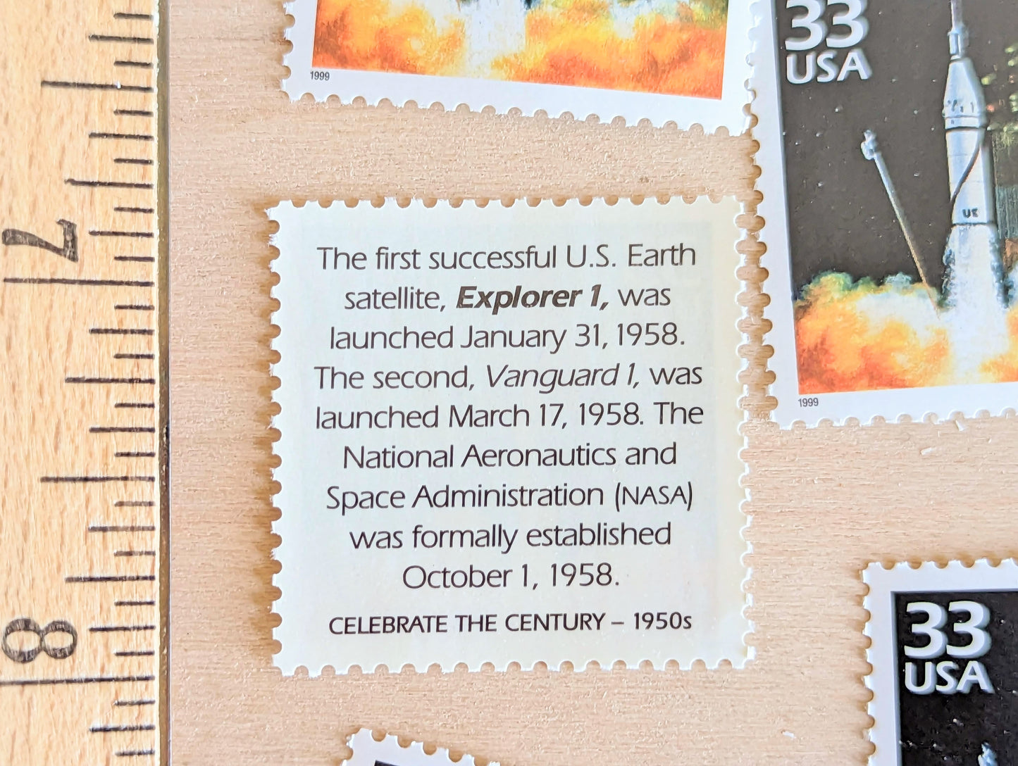 Explorer 1 Stamps, Set of 5, Vintage Unused USPS 33 Cent Postage Stamps, 1950s Celebrate the Century Stamps 1998, Gummed
