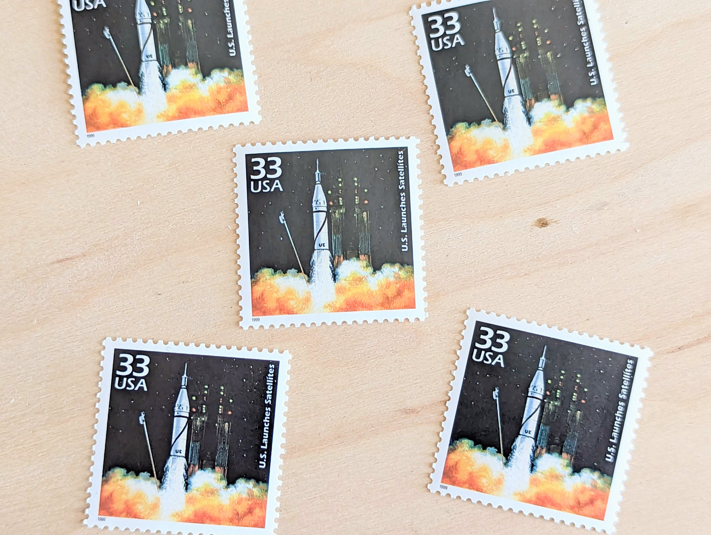 Explorer 1 Stamps, Set of 5, Vintage Unused USPS 33 Cent Postage Stamps, 1950s Celebrate the Century Stamps 1998, Gummed