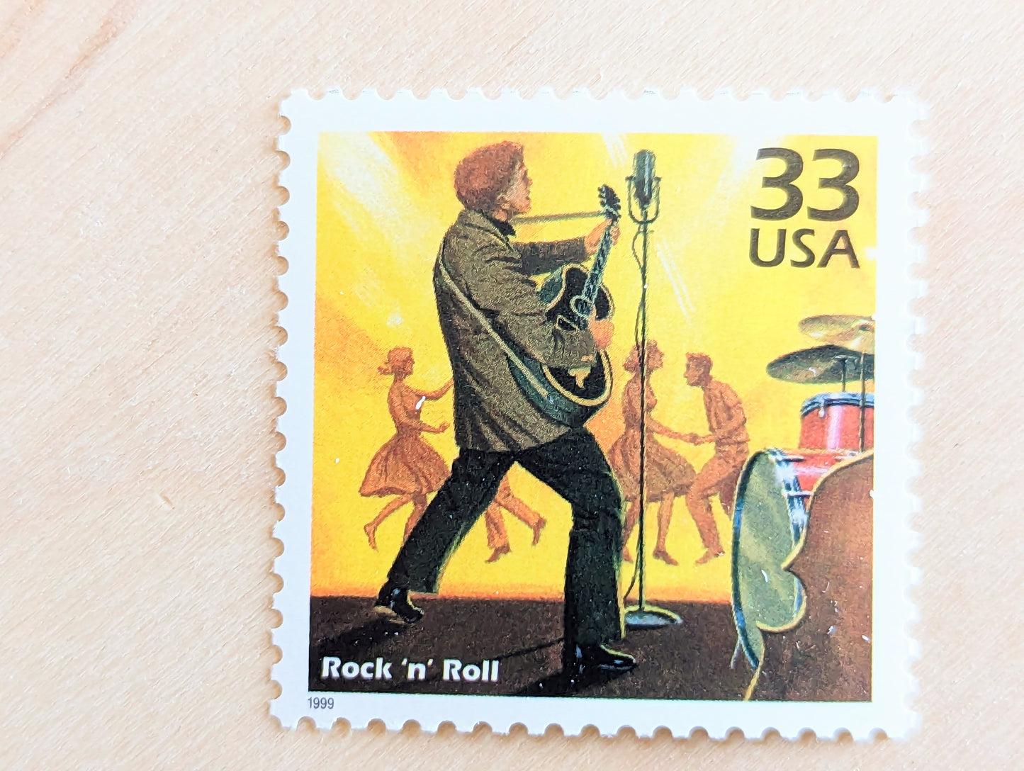 Rock 'N' Roll Stamps, Set of 5, Vintage Unused USPS 33 Cent Postage Stamps, 1950s Celebrate the Century Stamps 1998, Gummed