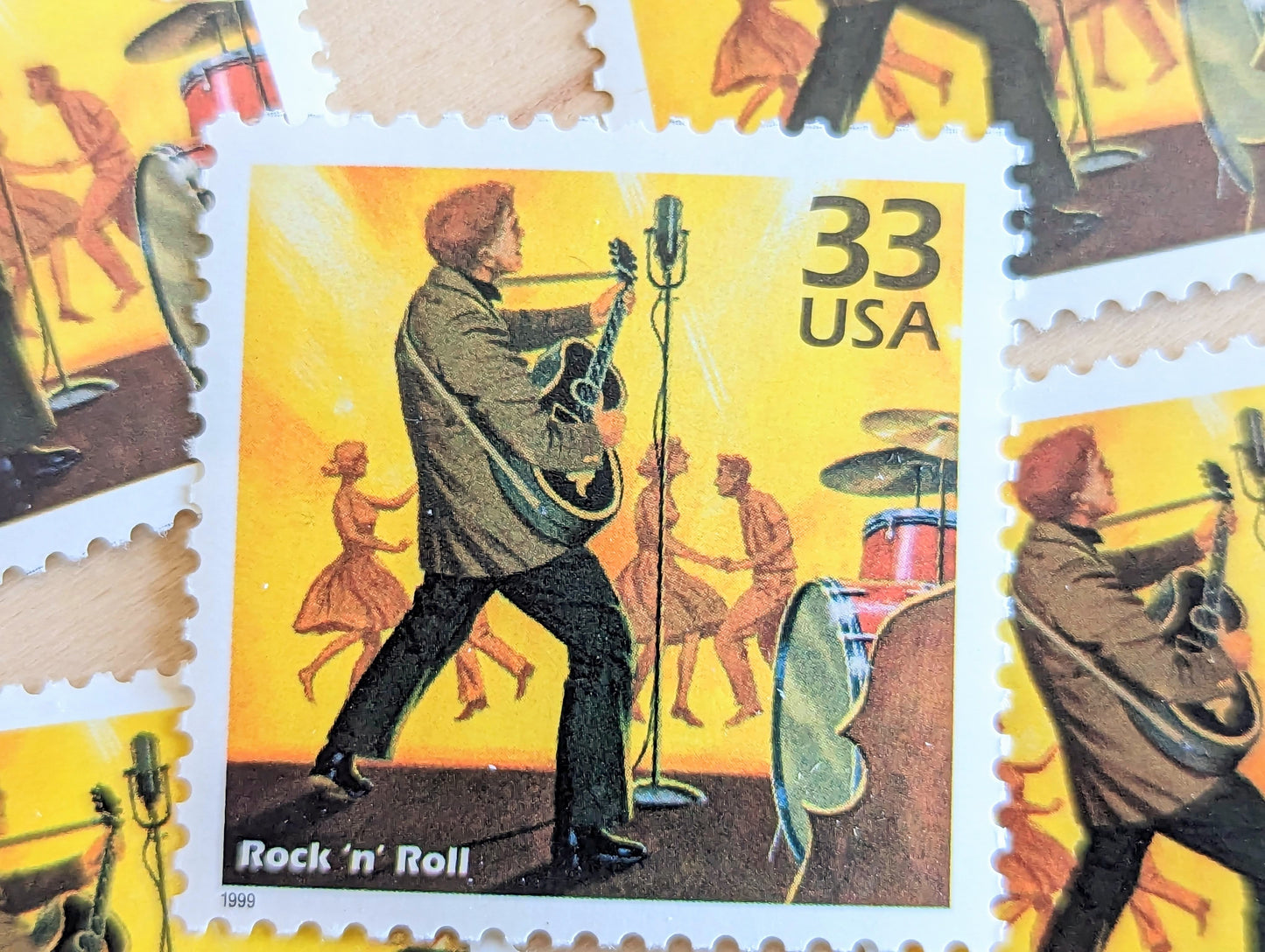 Rock 'N' Roll Stamps, Set of 5, Vintage Unused USPS 33 Cent Postage Stamps, 1950s Celebrate the Century Stamps 1998, Gummed