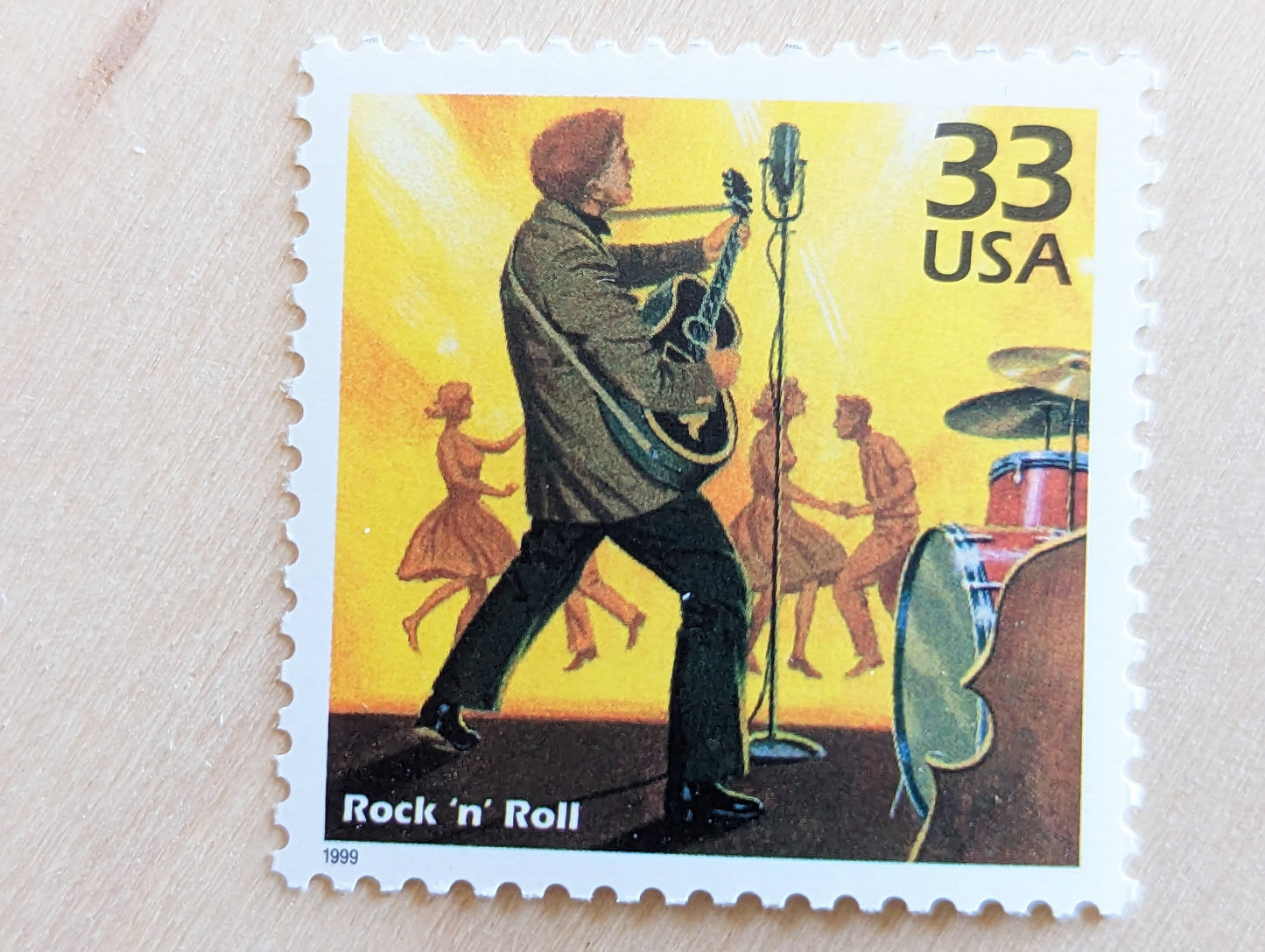 Rock 'N' Roll Stamps, Set of 5, Vintage Unused USPS 33 Cent Postage Stamps, 1950s Celebrate the Century Stamps 1998, Gummed