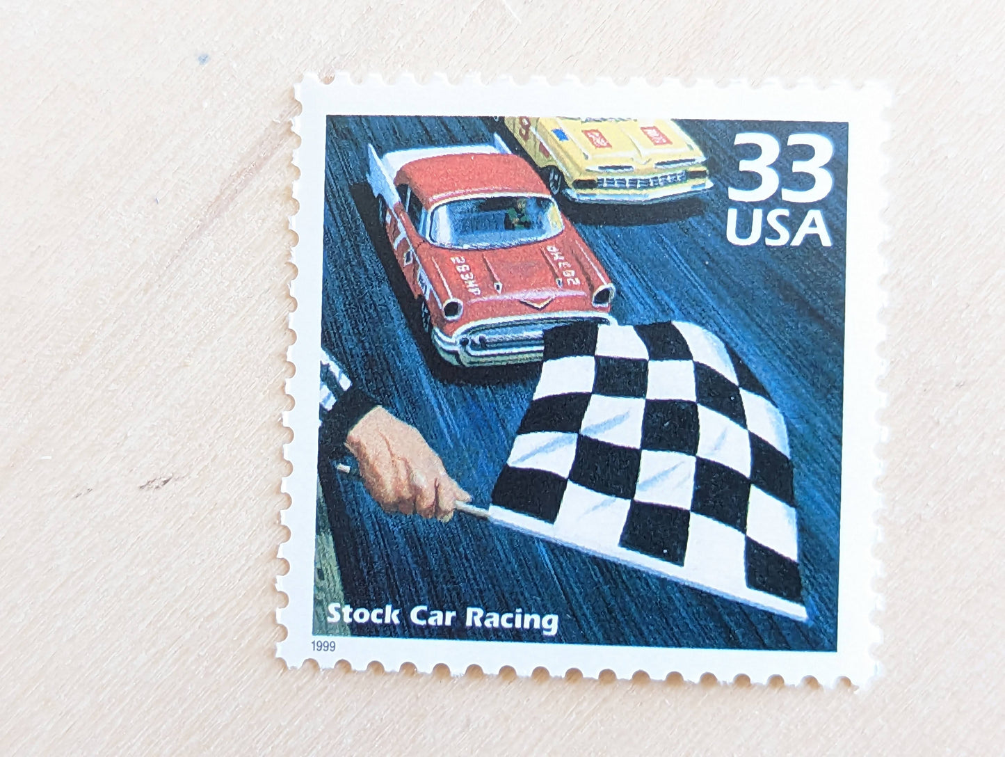 Stock Car Racing Stamps, Set of 5, Vintage Unused USPS 33 Cent Postage Stamps, 1950s Celebrate the Century Stamps 1998, Gummed