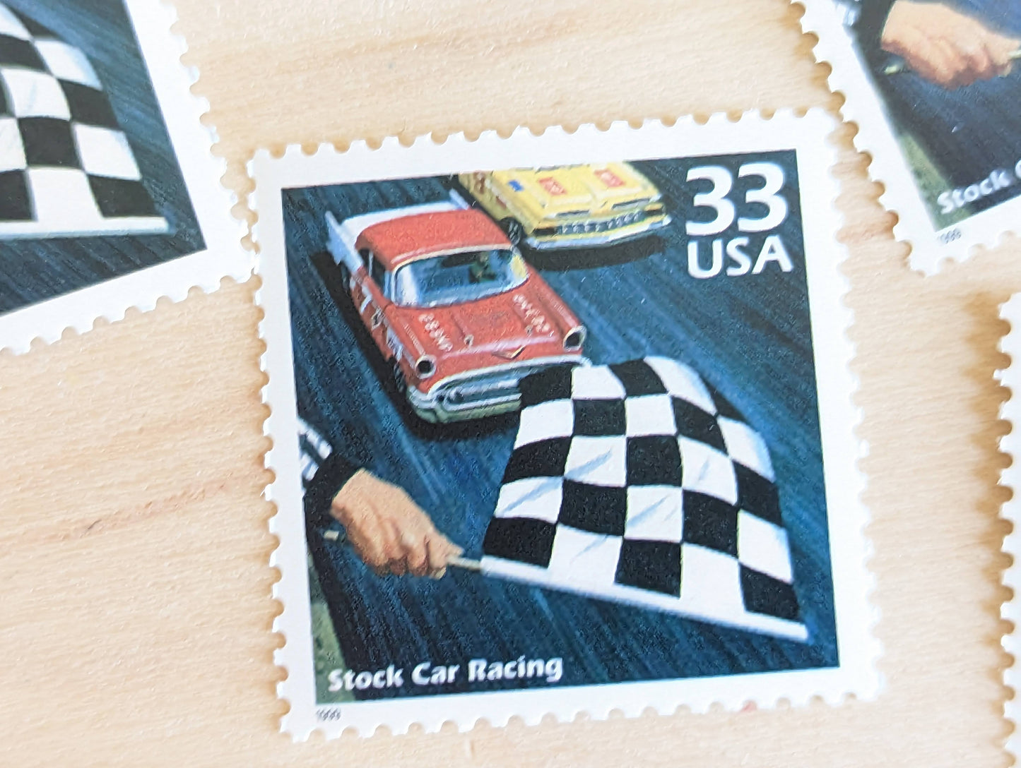 Stock Car Racing Stamps, Set of 5, Vintage Unused USPS 33 Cent Postage Stamps, 1950s Celebrate the Century Stamps 1998, Gummed