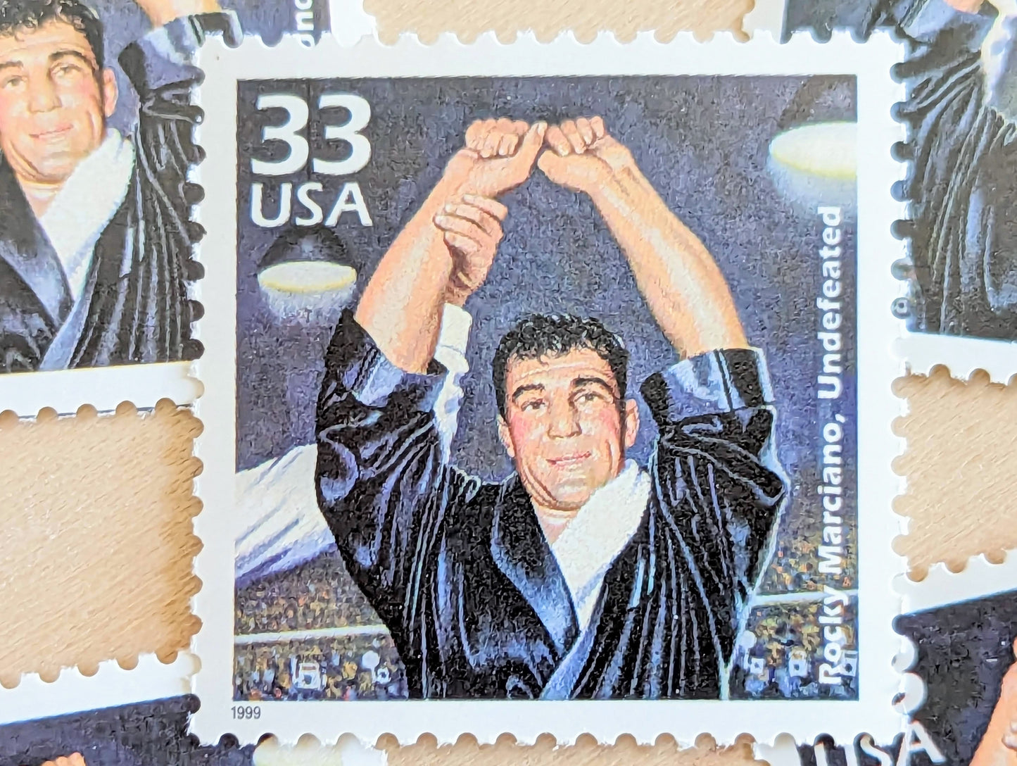 Rocky Marciano Stamps, Set of 5, Vintage Unused USPS 33 Cent Postage Stamps, 1950s Celebrate the Century Stamps 1998, Gummed