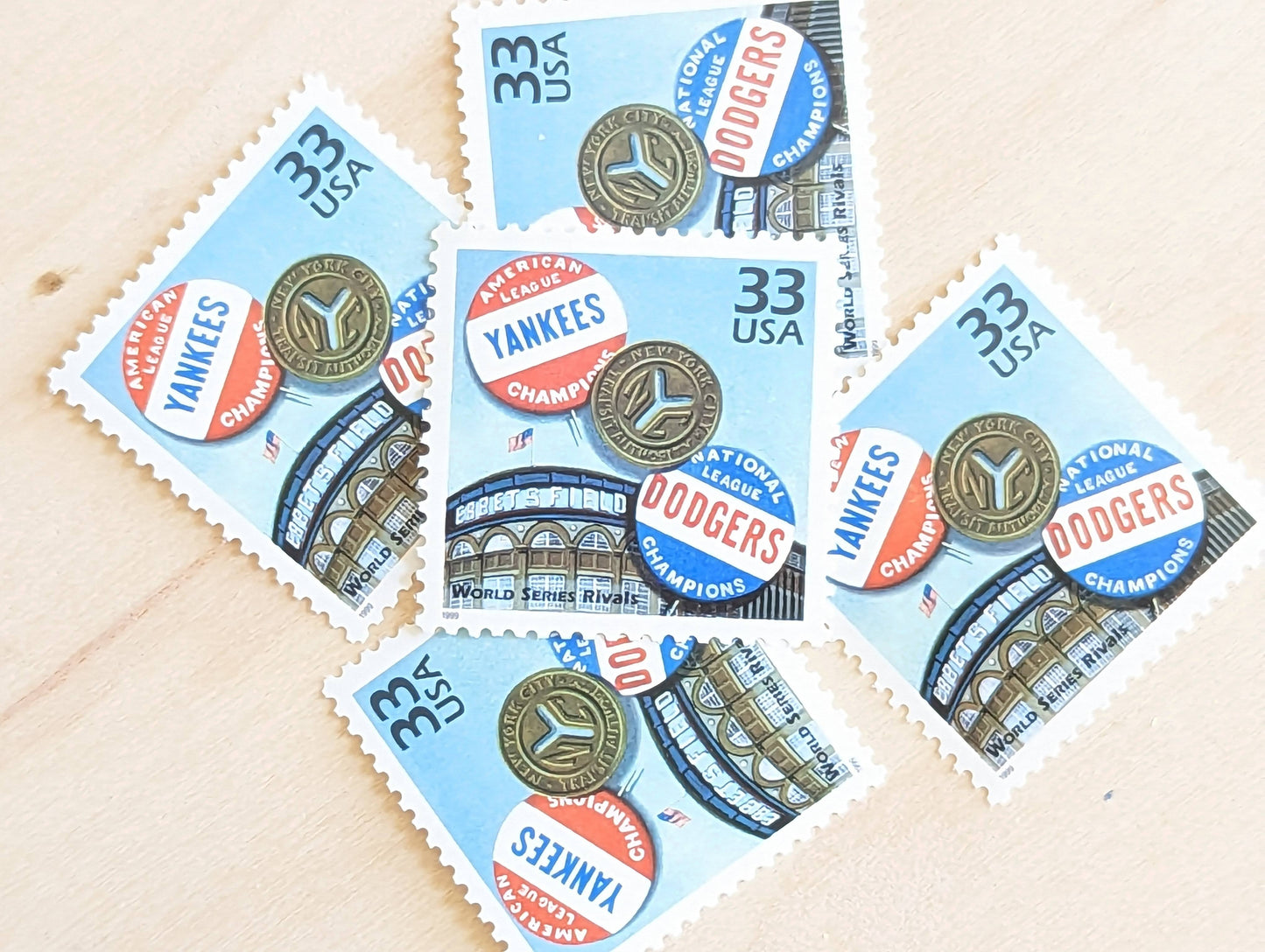 World Series Stamps, Set of 5, Vintage Unused USPS 33 Cent Postage Stamps, 1950s Celebrate the Century Stamps 1998, Gummed