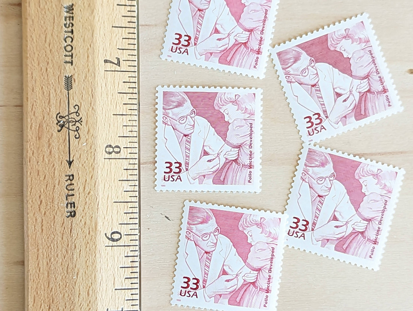 Polio Epidemics Stamps, Set of 5, Vintage Unused USPS 33 Cent Postage Stamps, 1950s Celebrate the Century Stamps 1998, Gummed