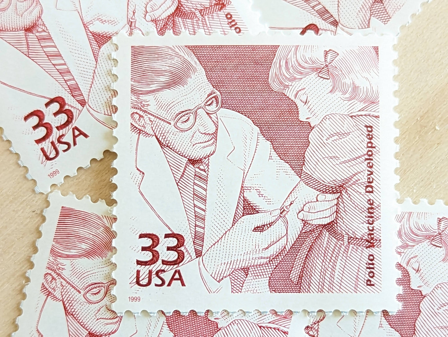 Polio Epidemics Stamps, Set of 5, Vintage Unused USPS 33 Cent Postage Stamps, 1950s Celebrate the Century Stamps 1998, Gummed
