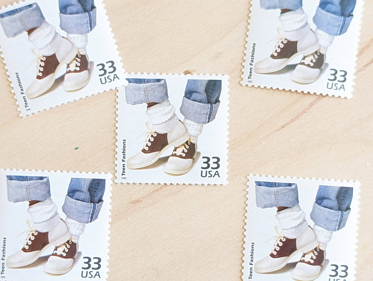 50s Fashion Stamps, Set of 5, Vintage Unused USPS 33 Cent Postage Stamps, 1950s Celebrate the Century Stamps 1998, Gummed