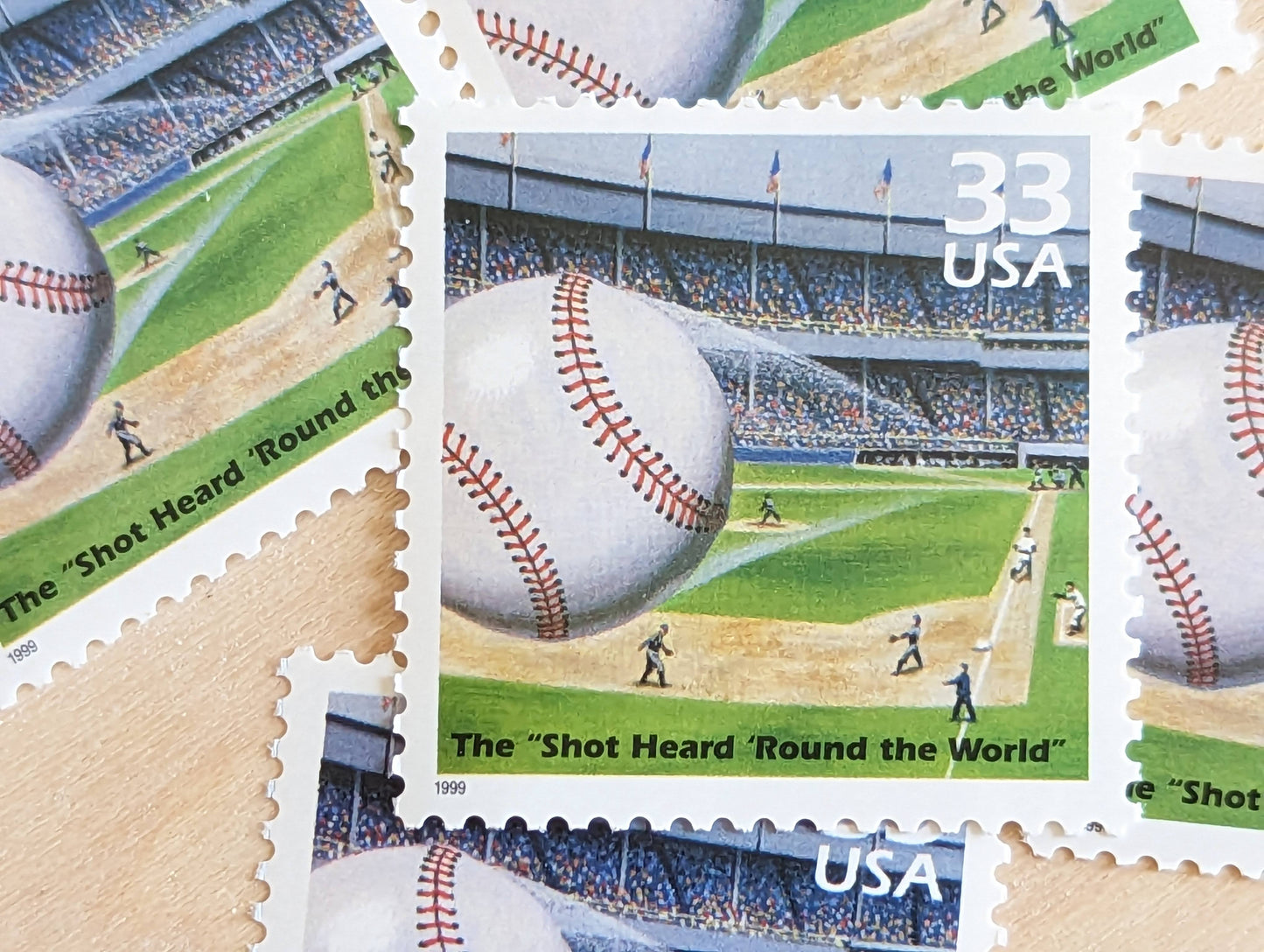 National League Pennant Race Stamps, Set of 5, Vintage Unused USPS 33 Cent Postage Stamps, 1950s Celebrate the Century Stamps 1998, Gummed