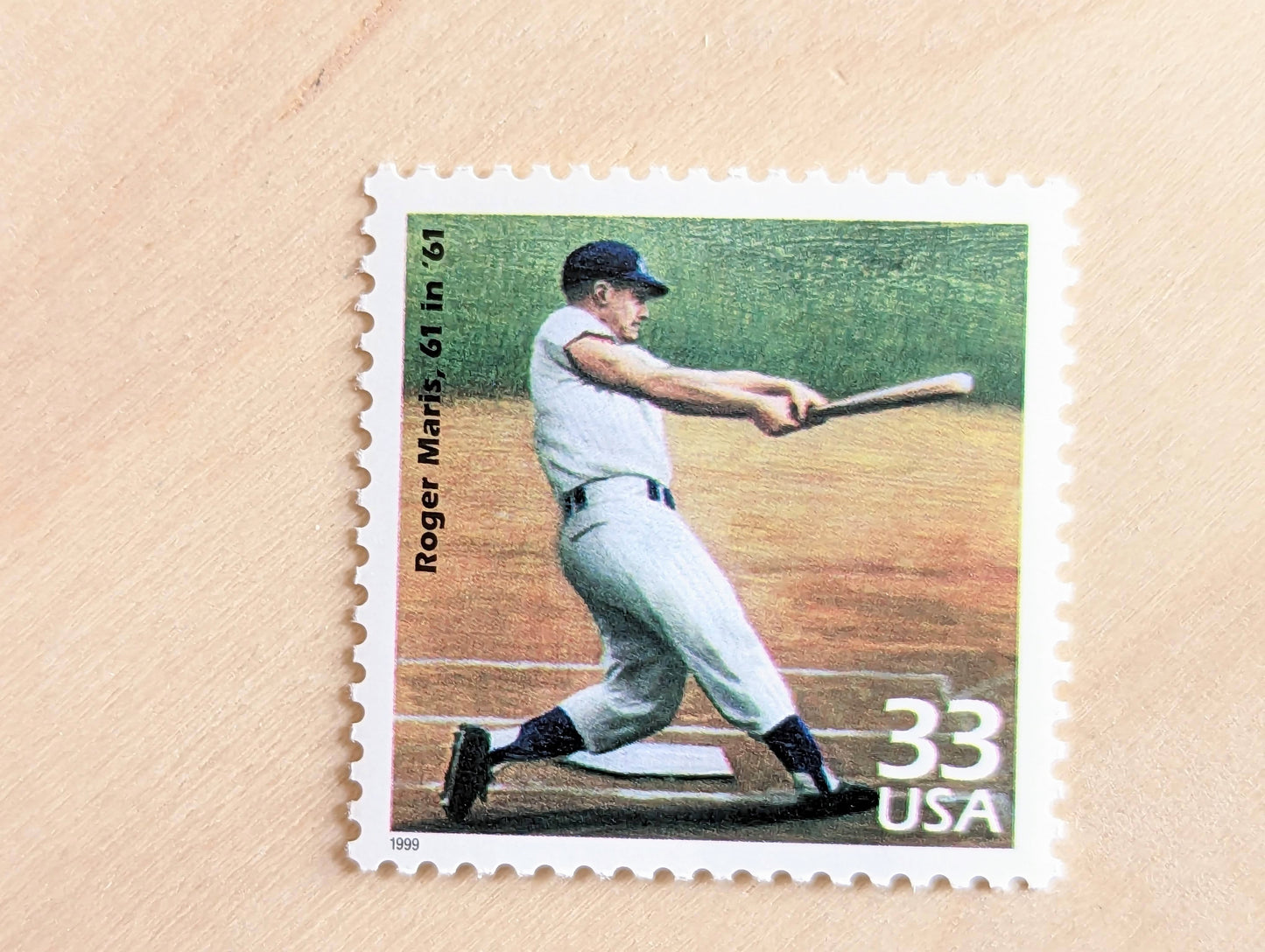 Roger Maris Stamps, Set of 5, Vintage Unused USPS 33 Cent Postage Stamps, 1960s Celebrate the Century Stamps 1998, Gummed