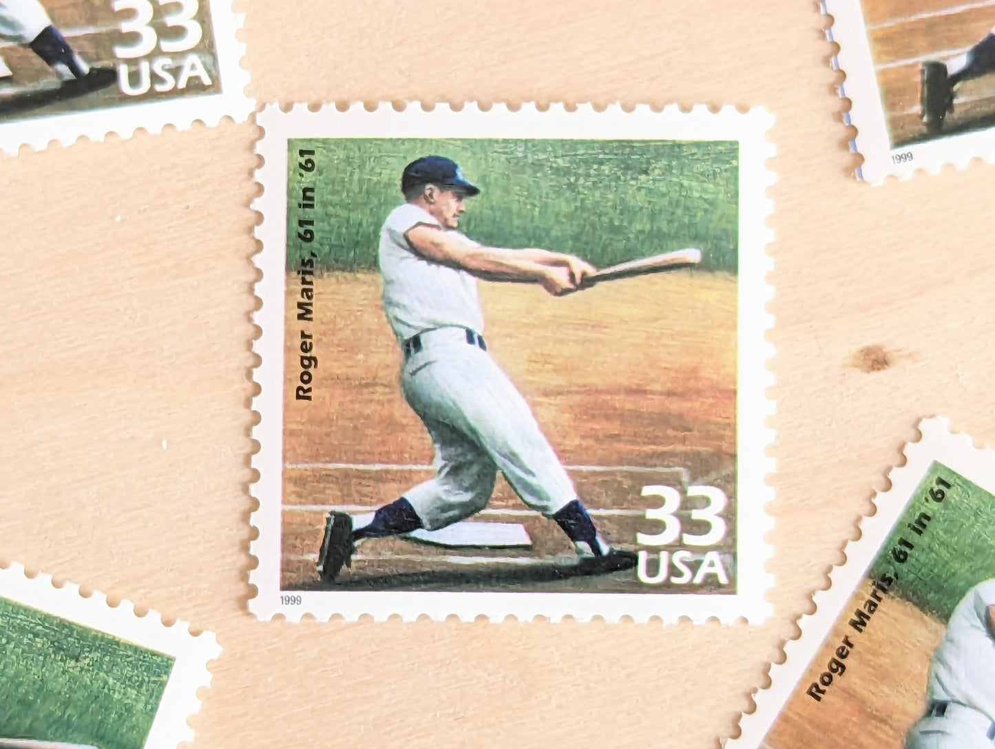 Roger Maris Stamps, Set of 5, Vintage Unused USPS 33 Cent Postage Stamps, 1960s Celebrate the Century Stamps 1998, Gummed