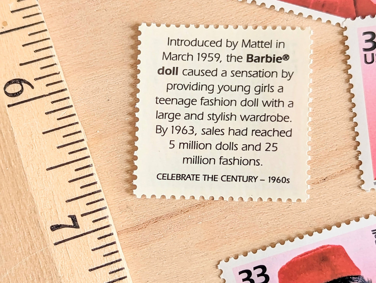 Barbie Doll Stamps, Set of 5, Vintage Unused USPS 33 Cent Postage Stamps, 1960s Celebrate the Century Stamps 1998, Gummed