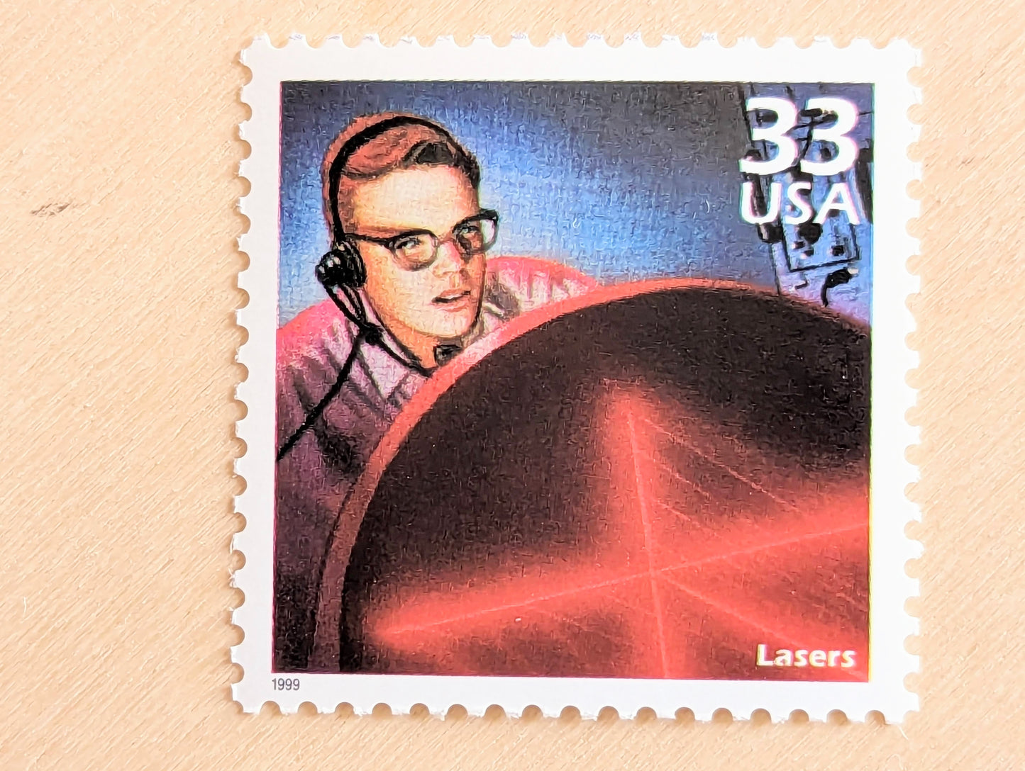 Lasers Stamps, Set of 5, Vintage Unused USPS 33 Cent Postage Stamps, 1960s Celebrate the Century Stamps 1998, Gummed