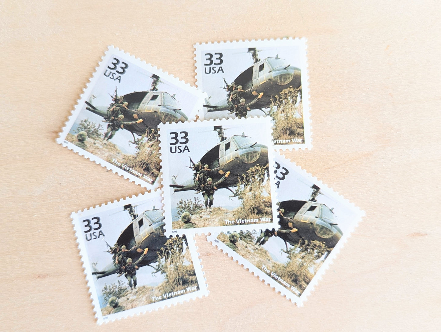 The Vietnam War Stamps, Set of 5, Vintage Unused USPS 33 Cent Postage Stamps, 1960s Celebrate the Century Stamps 1998, Gummed