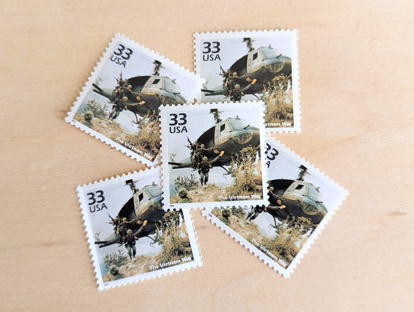 The Vietnam War Stamps, Set of 5, Vintage Unused USPS 33 Cent Postage Stamps, 1960s Celebrate the Century Stamps 1998, Gummed