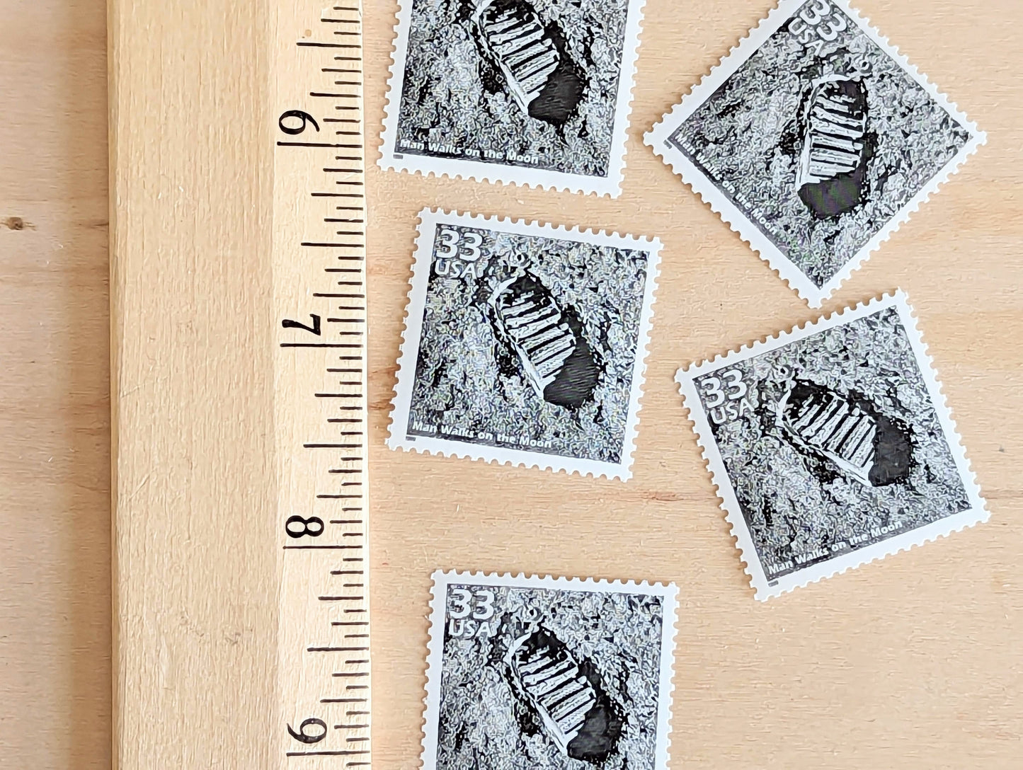 Man on The Moon Stamps, Set of 5, Vintage Unused USPS 33 Cent Postage Stamps, 1960s Celebrate the Century Stamps 1998, Gummed