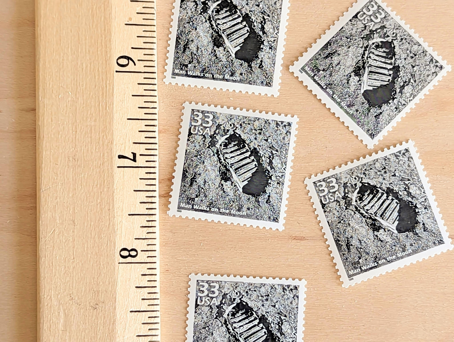 Man on The Moon Stamps, Set of 5, Vintage Unused USPS 33 Cent Postage Stamps, 1960s Celebrate the Century Stamps 1998, Gummed