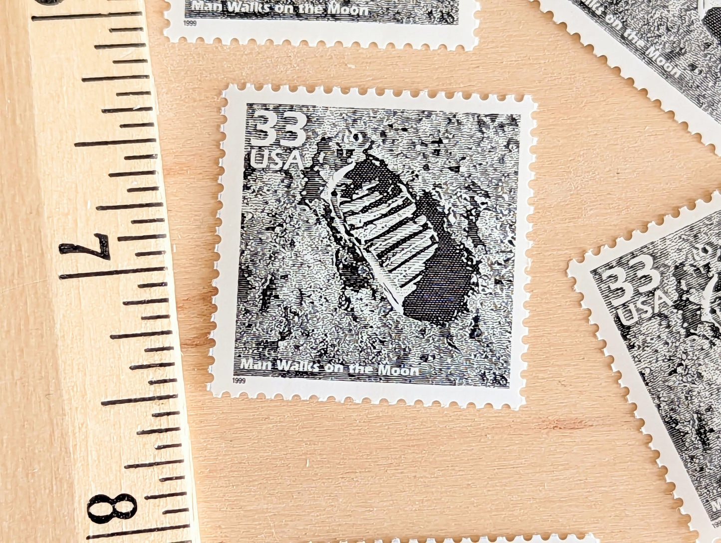 Man on The Moon Stamps, Set of 5, Vintage Unused USPS 33 Cent Postage Stamps, 1960s Celebrate the Century Stamps 1998, Gummed