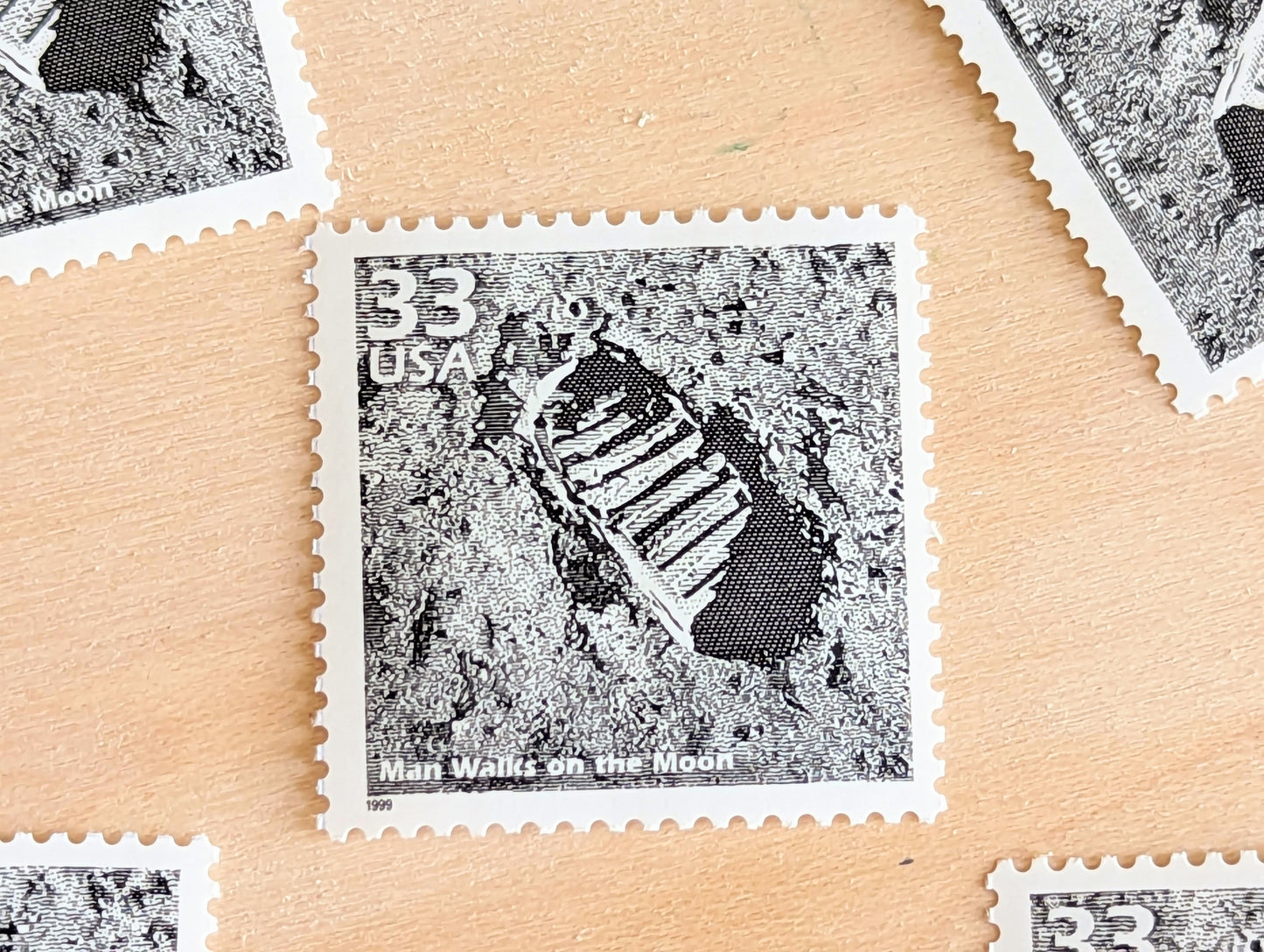 Man on The Moon Stamps, Set of 5, Vintage Unused USPS 33 Cent Postage Stamps, 1960s Celebrate the Century Stamps 1998, Gummed
