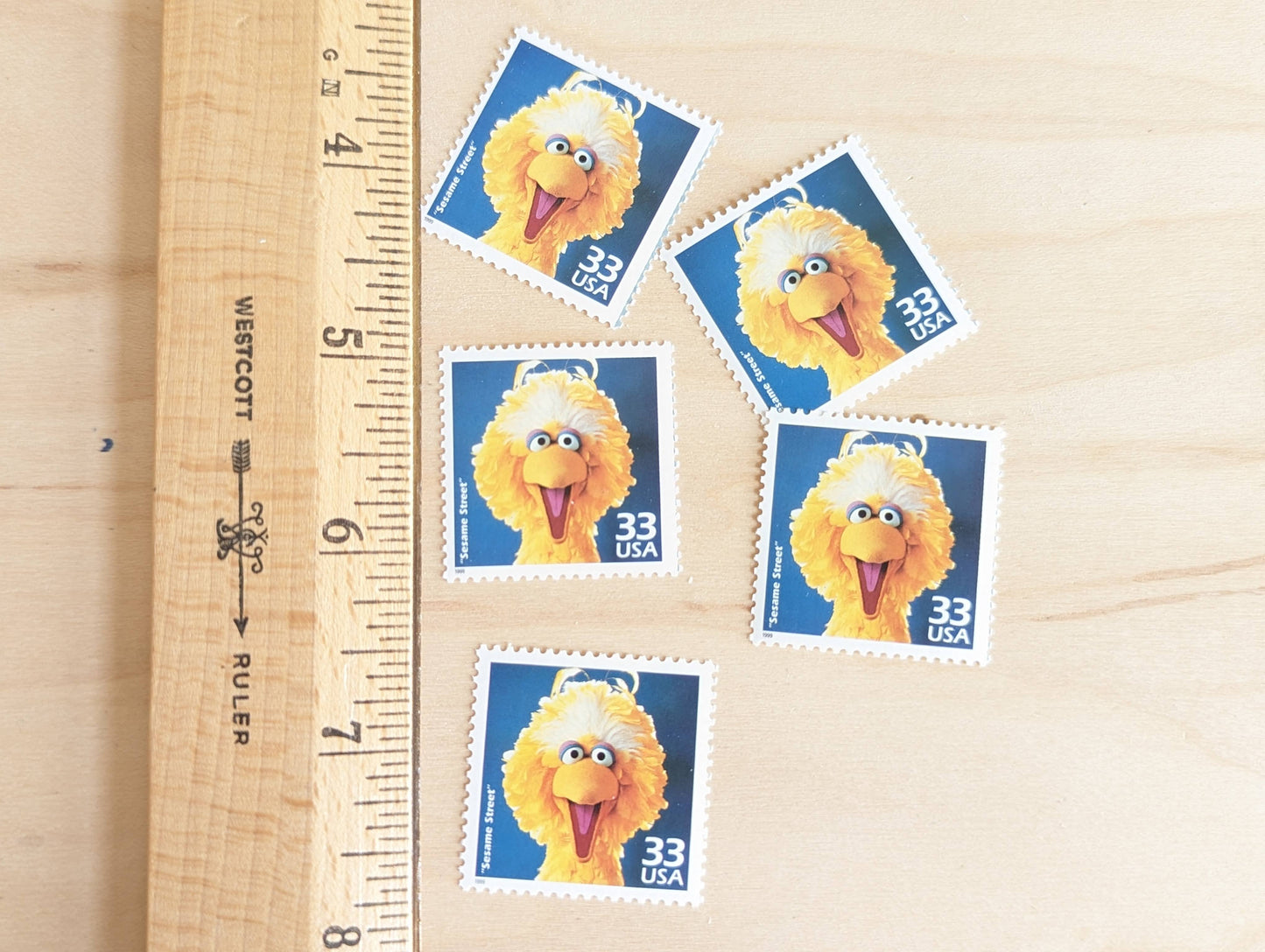 Sesame Street Stamps, Set of 5, Vintage Unused USPS 33 Cent Postage Stamps, 1970s Celebrate the Century Stamps 1998, Gummed