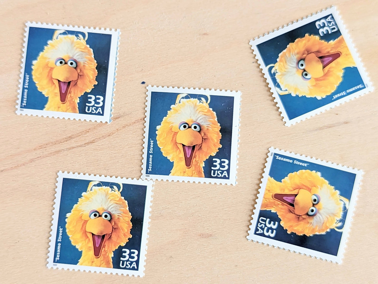 Sesame Street Stamps, Set of 5, Vintage Unused USPS 33 Cent Postage Stamps, 1970s Celebrate the Century Stamps 1998, Gummed