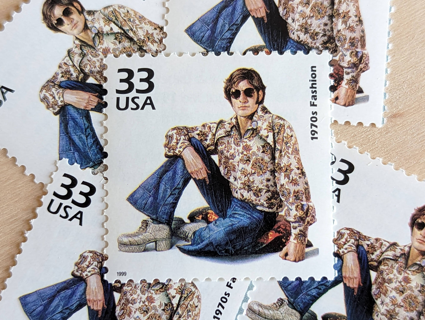 1970s Fashion Stamps, Set of 5, Vintage Unused USPS 33 Cent Postage Stamps, 1970s Celebrate the Century Stamps 1998, Gummed