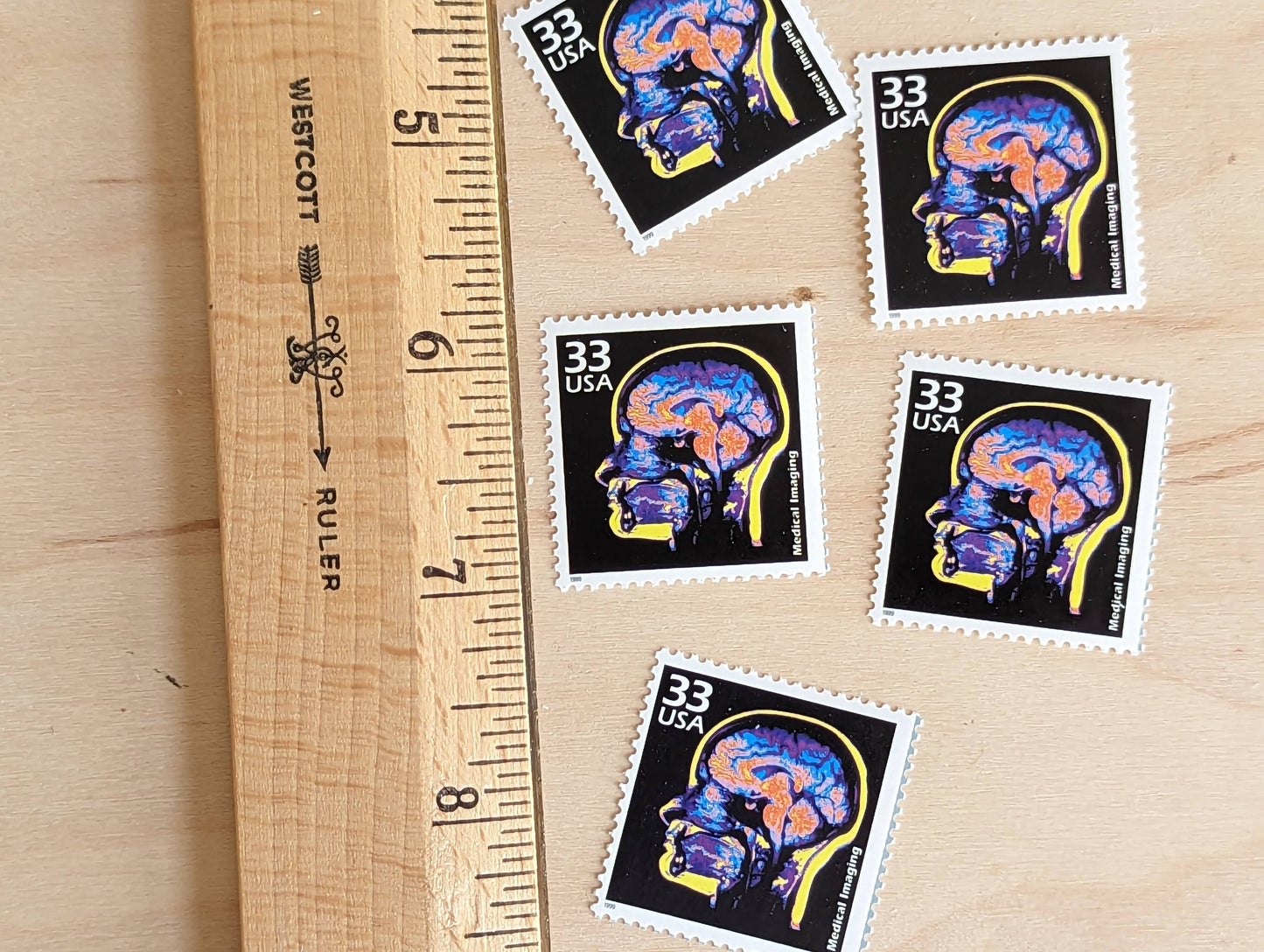 Medical Imaging Stamps, Set of 5, Vintage Unused USPS 33 Cent Postage Stamps, 1970s Celebrate the Century Stamps 1998, Gummed