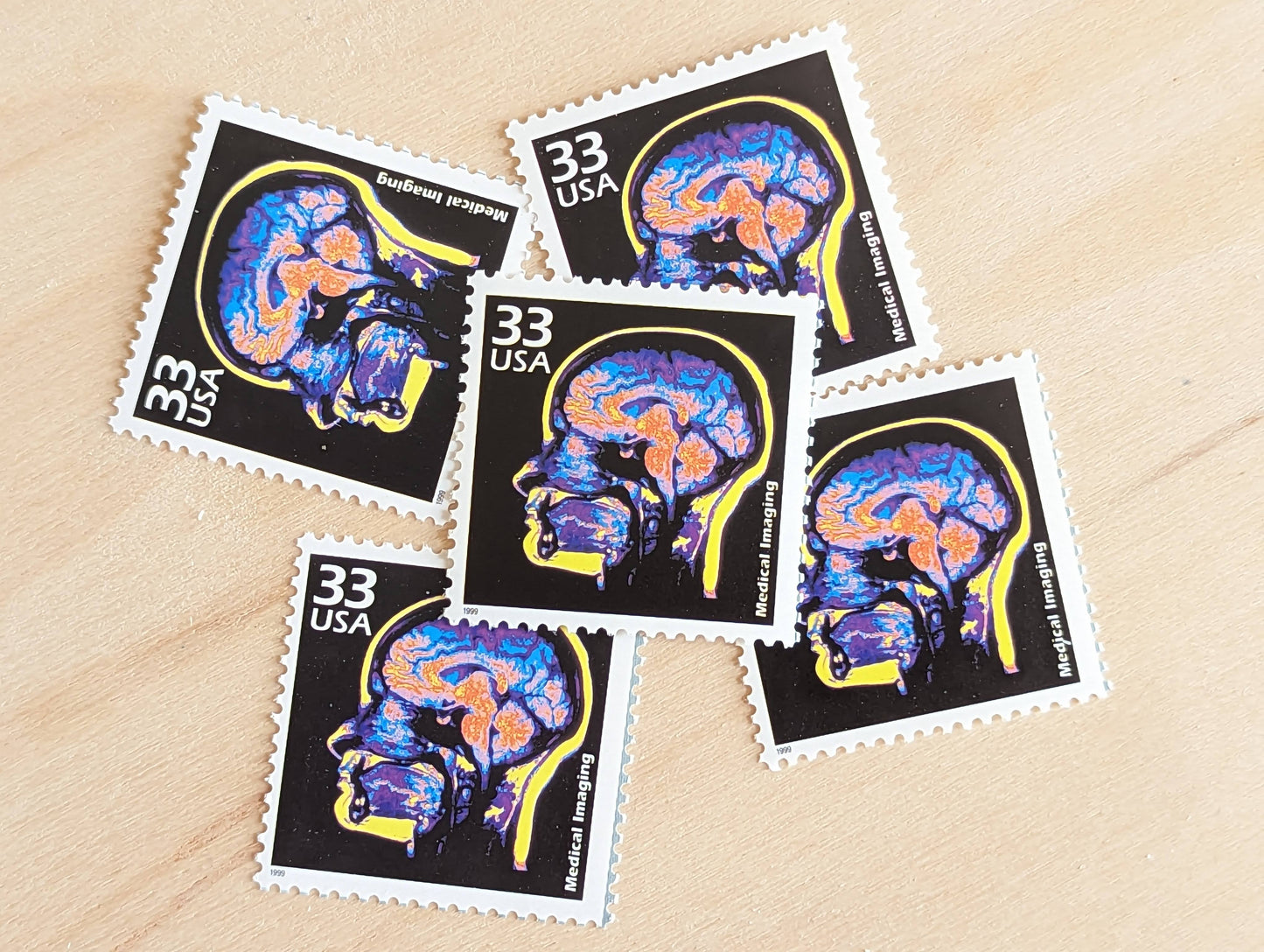 Medical Imaging Stamps, Set of 5, Vintage Unused USPS 33 Cent Postage Stamps, 1970s Celebrate the Century Stamps 1998, Gummed