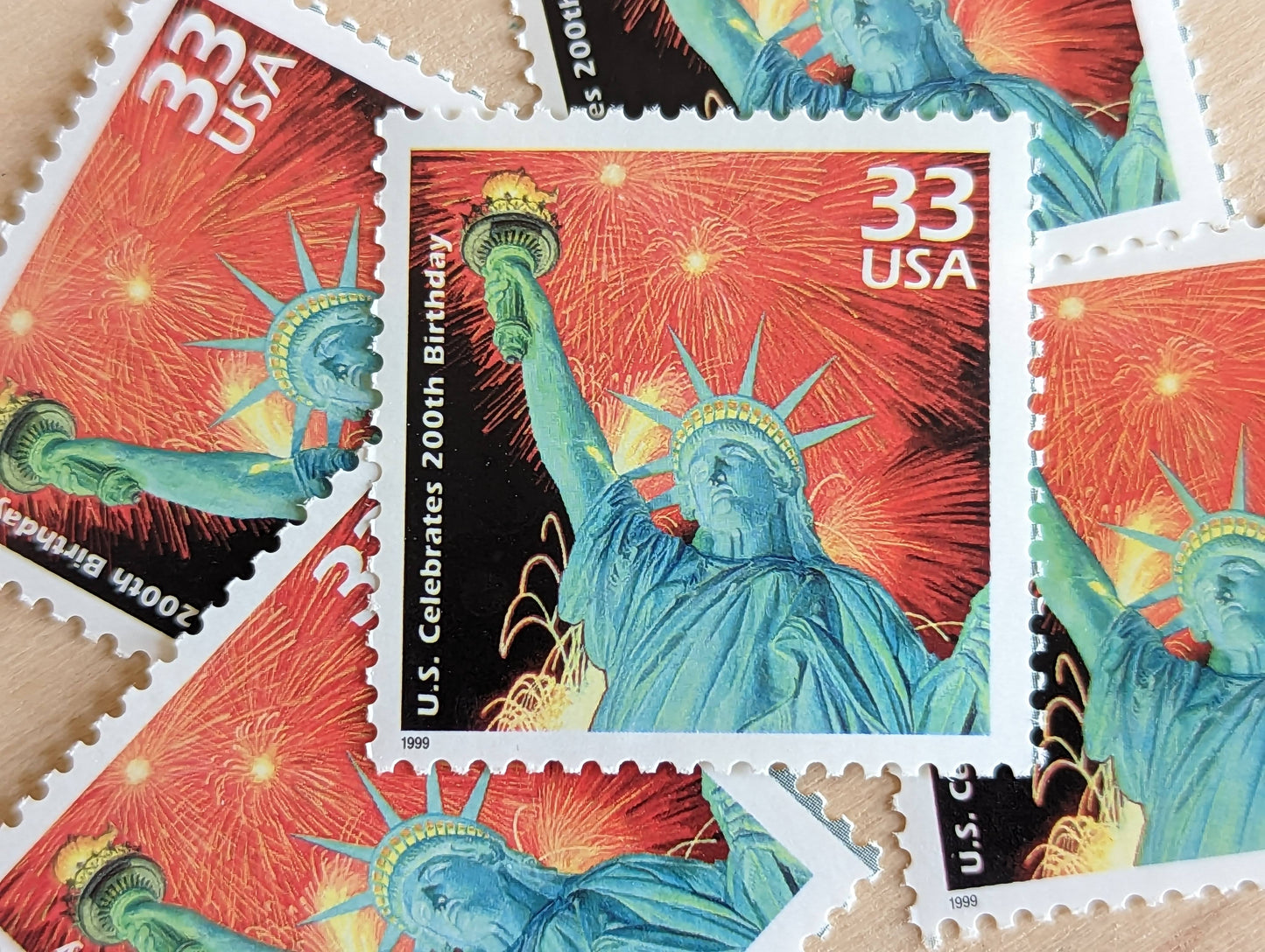 200th Birthday Stamps, Set of 5, Vintage Unused USPS 33 Cent Postage Stamps, 1970s Celebrate the Century Stamps 1998, Gummed