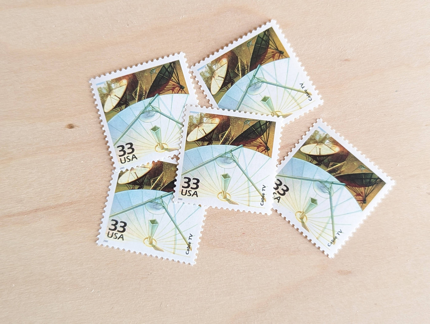 Cable TV Stamps, Set of 5, Vintage Unused USPS 33 Cent Postage Stamps, 1980s Celebrate the Century Stamps 1998, Gummed