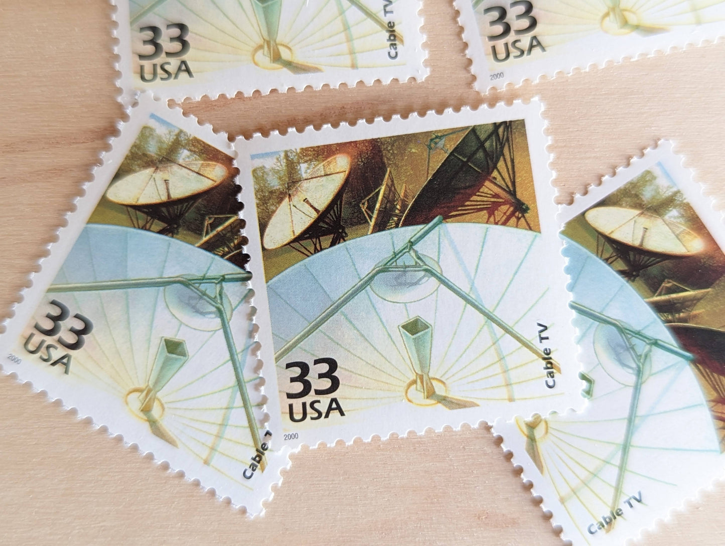 Cable TV Stamps, Set of 5, Vintage Unused USPS 33 Cent Postage Stamps, 1980s Celebrate the Century Stamps 1998, Gummed