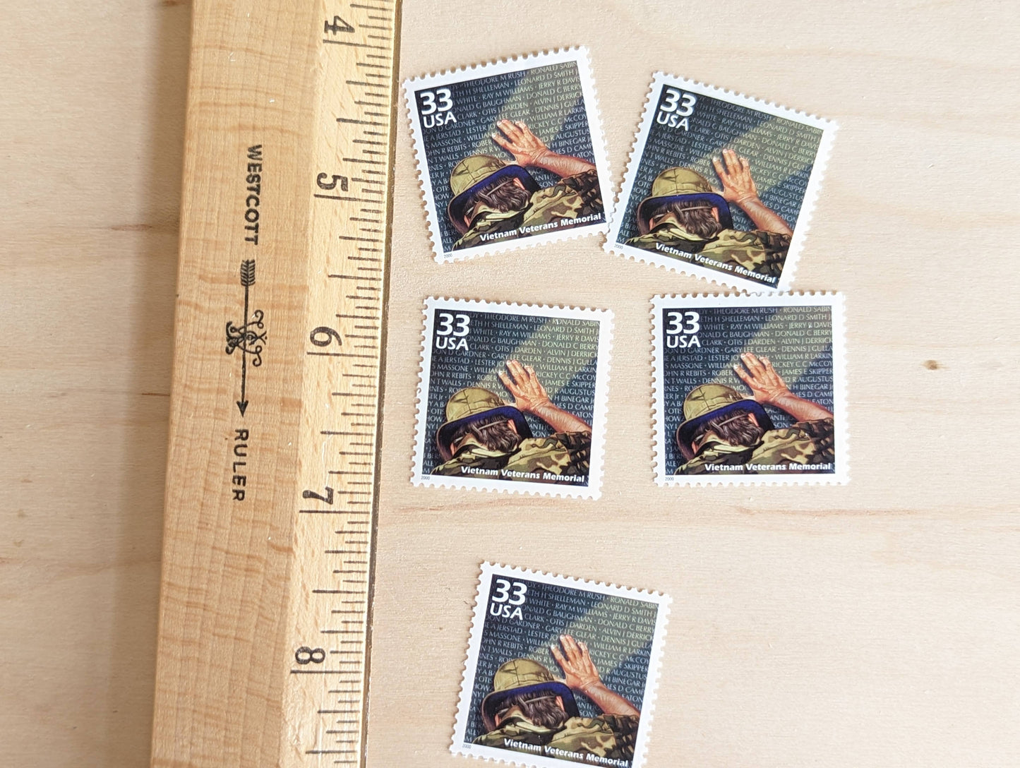 Vietnam Veterans Memorial Stamps, Set of 5, Vintage Unused USPS 33 Cent Postage Stamps, 1980s Celebrate the Century Stamps 1998, Gummed