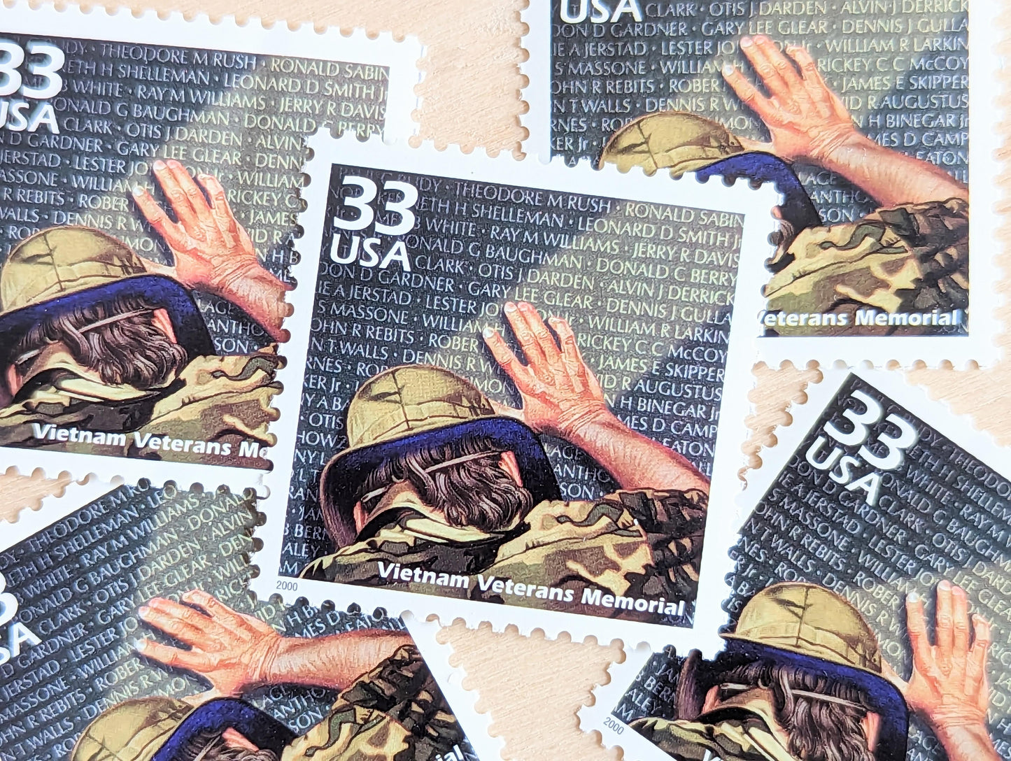Vietnam Veterans Memorial Stamps, Set of 5, Vintage Unused USPS 33 Cent Postage Stamps, 1980s Celebrate the Century Stamps 1998, Gummed