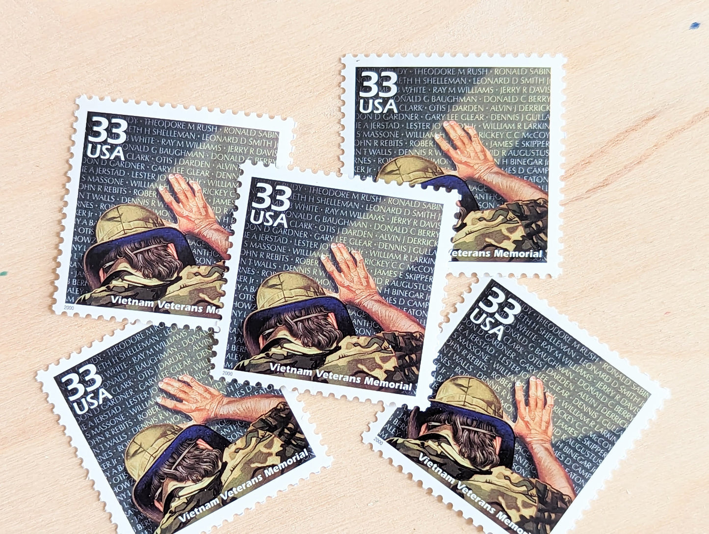 Vietnam Veterans Memorial Stamps, Set of 5, Vintage Unused USPS 33 Cent Postage Stamps, 1980s Celebrate the Century Stamps 1998, Gummed