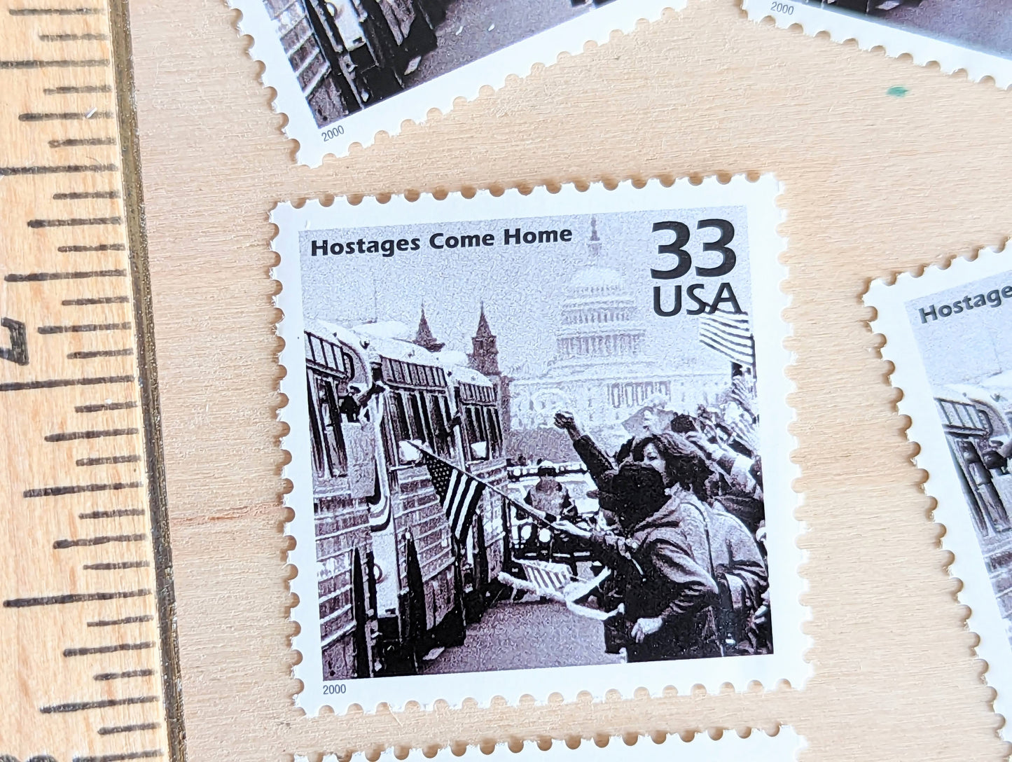 Hostages Stamps, Set of 5, Vintage Unused USPS 33 Cent Postage Stamps, 1980s Celebrate the Century Stamps 1998, Gummed