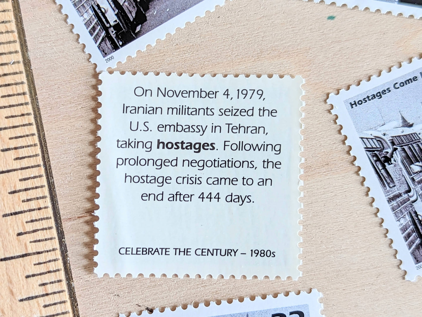 Hostages Stamps, Set of 5, Vintage Unused USPS 33 Cent Postage Stamps, 1980s Celebrate the Century Stamps 1998, Gummed
