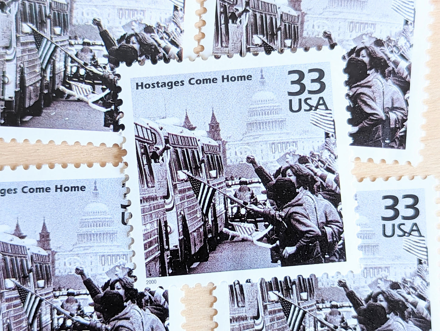 Hostages Stamps, Set of 5, Vintage Unused USPS 33 Cent Postage Stamps, 1980s Celebrate the Century Stamps 1998, Gummed