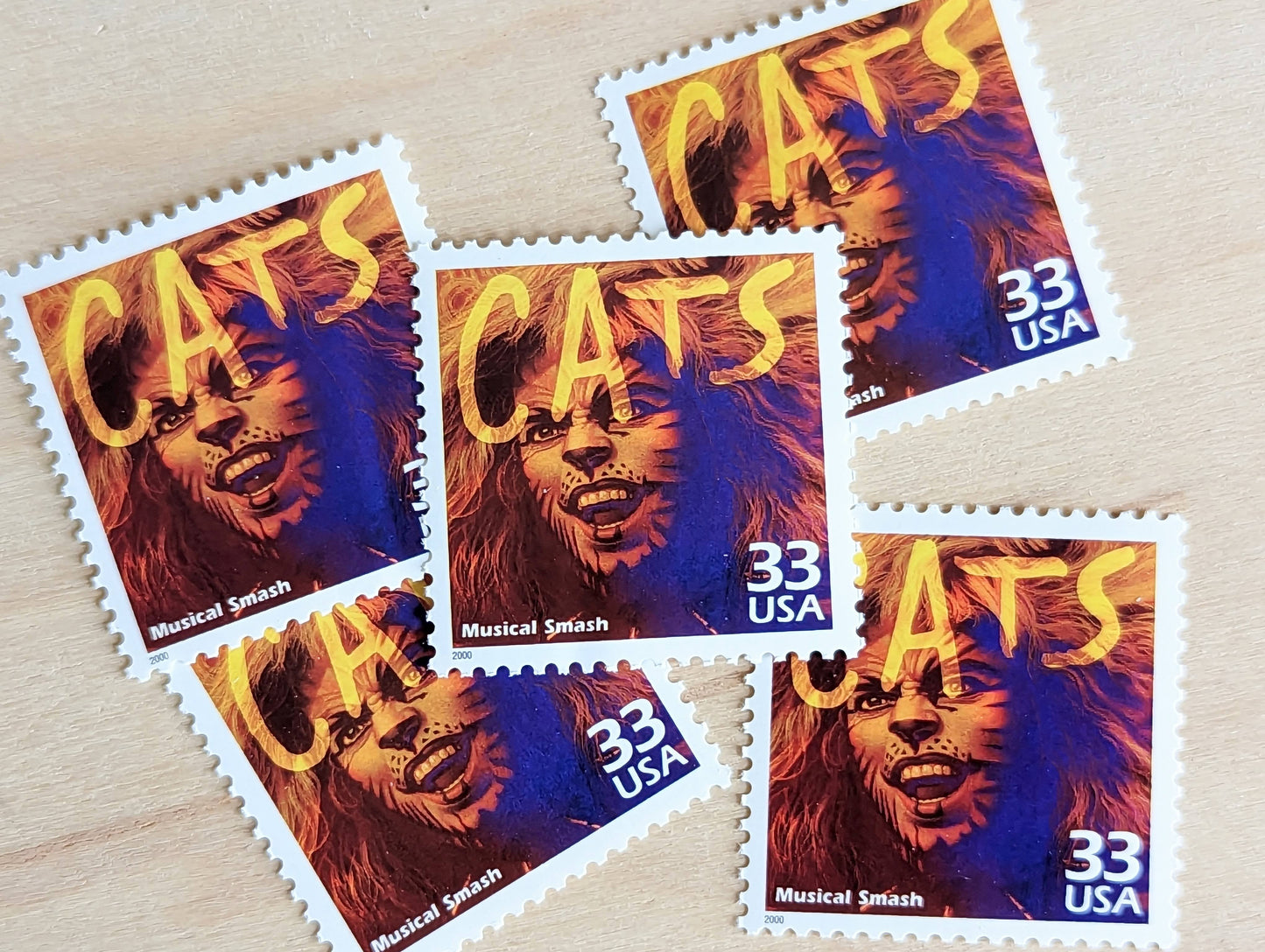 "Cats" Stamps, Set of 5, Vintage Unused USPS 33 Cent Postage Stamps, 1980s Celebrate the Century Stamps 1998, Gummed
