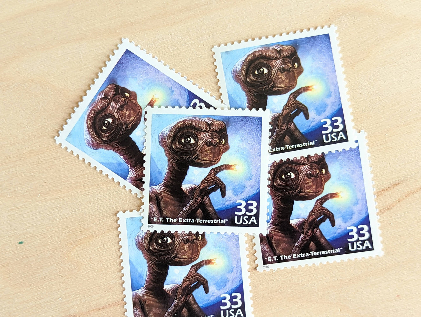 "E.T." Stamps, Set of 5, Vintage Unused USPS 33 Cent Postage Stamps, 1980s Celebrate the Century Stamps 1998, Gummed
