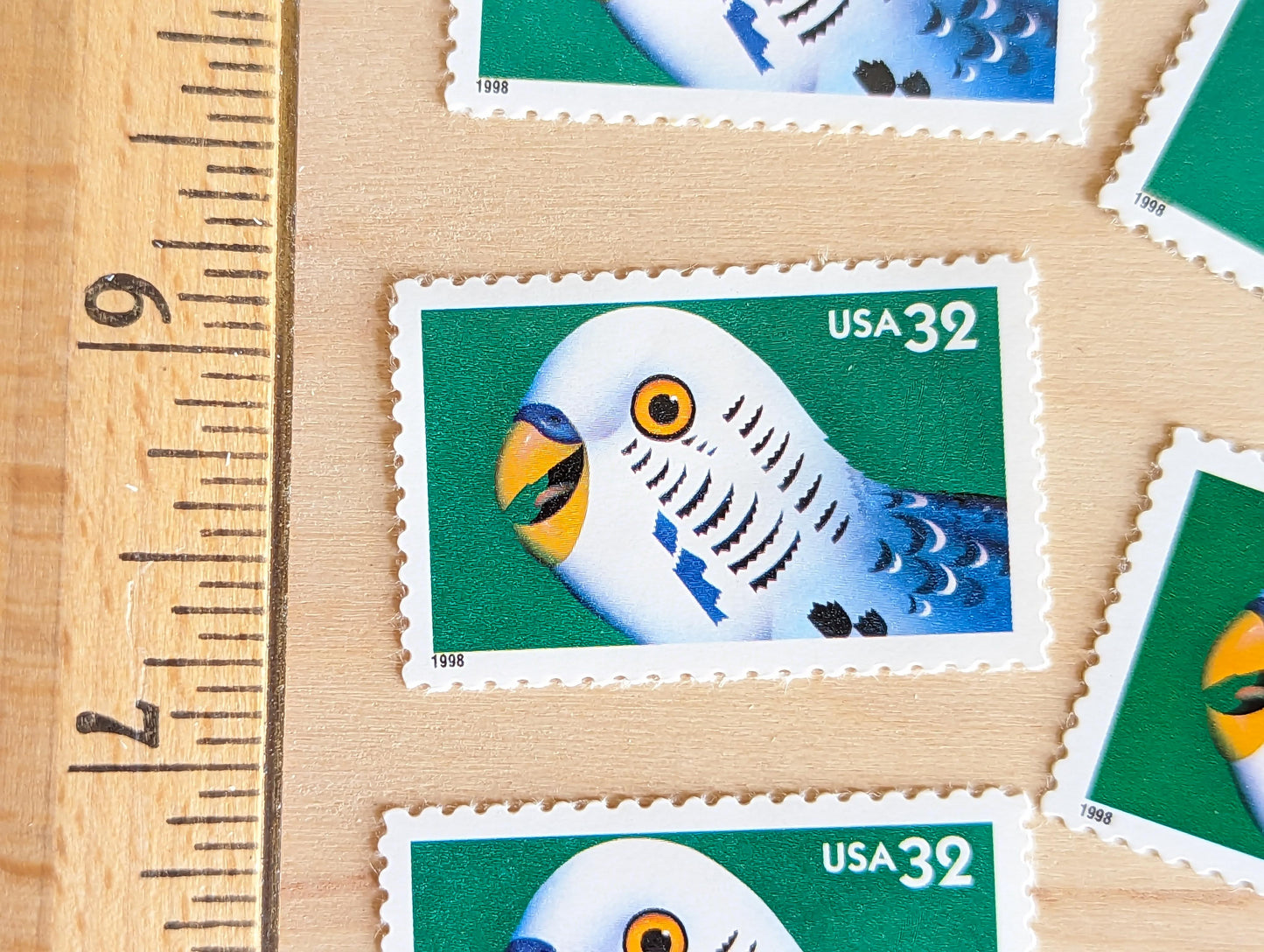 Parakeet Bright Eyes Stamps, Set of 5, Vintage Unused USPS 32 Cent Postage Stamps, Bright Eyes 1998, Gummed