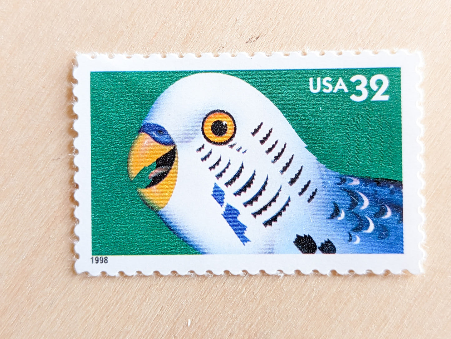 Parakeet Bright Eyes Stamps, Set of 5, Vintage Unused USPS 32 Cent Postage Stamps, Bright Eyes 1998, Gummed