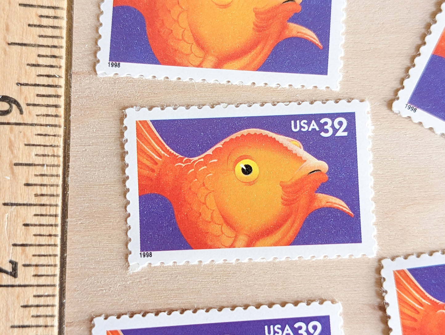 Fish Bright Eyes Stamps, Set of 5, Vintage Unused USPS 32 Cent Postage Stamps, Bright Eyes 1998, Gummed