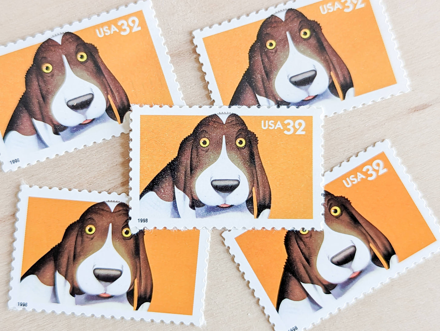 Dog Bright Eyes Stamps, Set of 5, Vintage Unused USPS 32 Cent Postage Stamps, Bright Eyes 1998, Gummed