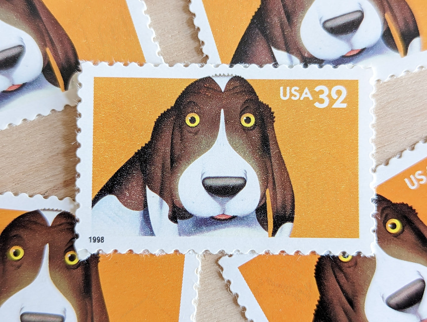 Dog Bright Eyes Stamps, Set of 5, Vintage Unused USPS 32 Cent Postage Stamps, Bright Eyes 1998, Gummed