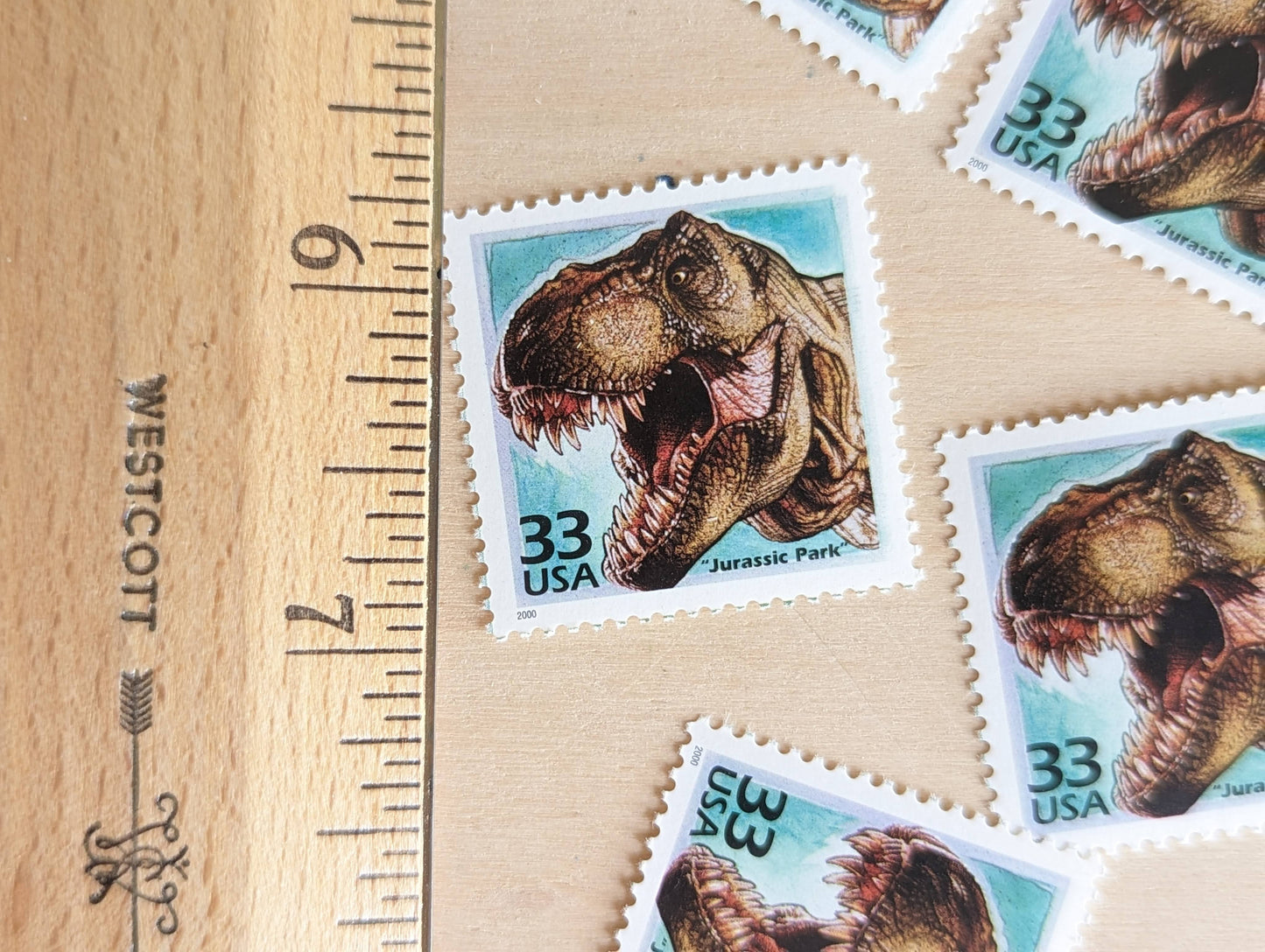 Jurassic Park Stamps, Set of 5, Vintage Unused USPS 33 Cent Postage Stamps, 1990s Celebrate the Century Stamps 1998–2000, Gummed