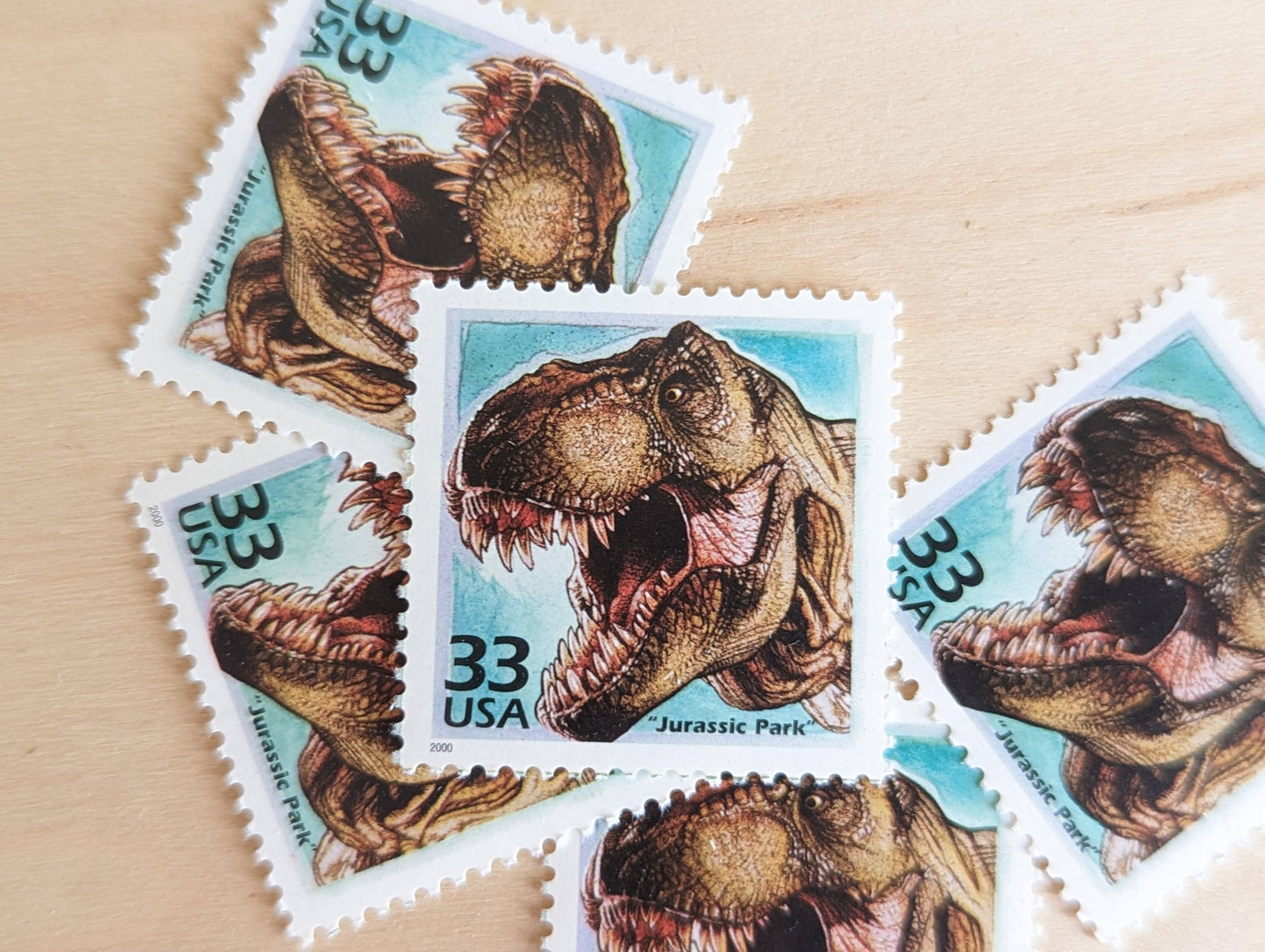 Jurassic Park Stamps, Set of 5, Vintage Unused USPS 33 Cent Postage Stamps, 1990s Celebrate the Century Stamps 1998–2000, Gummed