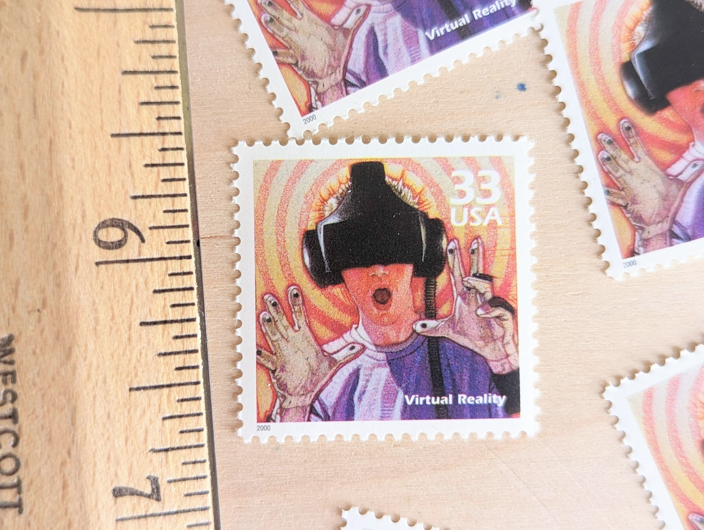 Virtual Reality Stamps, Set of 5, Vintage Unused USPS 33 Cent Postage Stamps, 1990s Celebrate the Century Stamps 1998–2000, Gummed