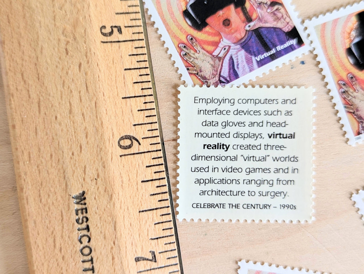 Virtual Reality Stamps, Set of 5, Vintage Unused USPS 33 Cent Postage Stamps, 1990s Celebrate the Century Stamps 1998–2000, Gummed