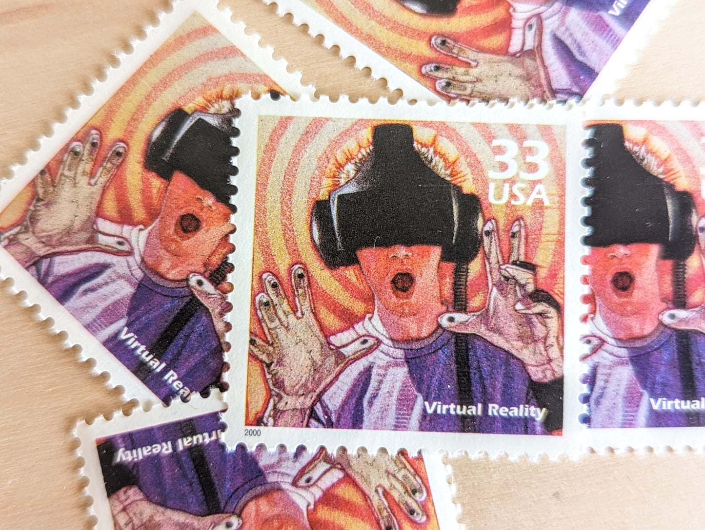 Virtual Reality Stamps, Set of 5, Vintage Unused USPS 33 Cent Postage Stamps, 1990s Celebrate the Century Stamps 1998–2000, Gummed