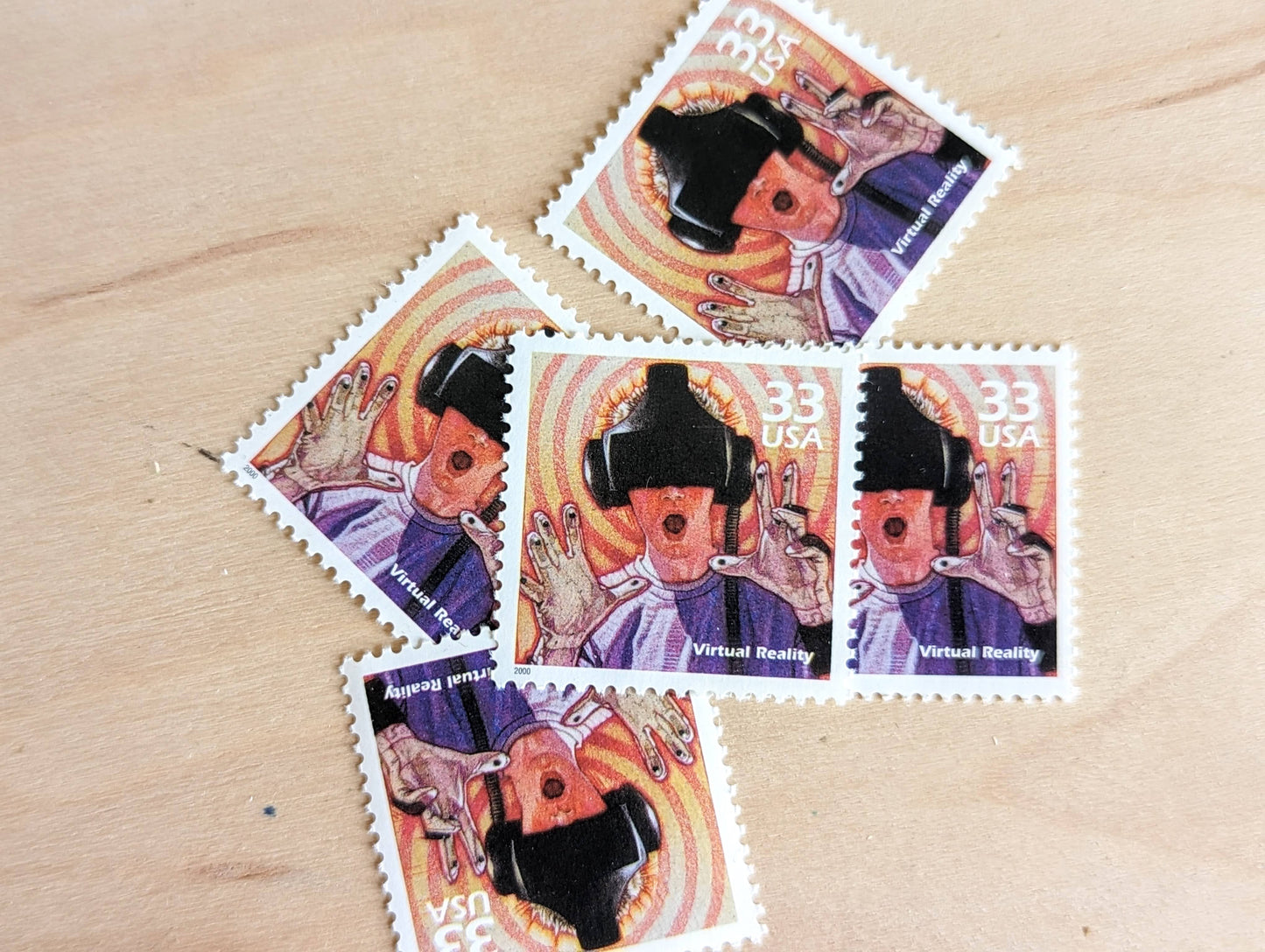 Virtual Reality Stamps, Set of 5, Vintage Unused USPS 33 Cent Postage Stamps, 1990s Celebrate the Century Stamps 1998–2000, Gummed